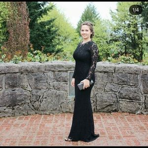 Needle and thread long black lace gown size 6